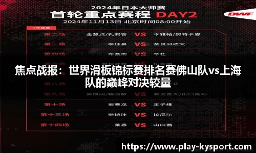 焦点战报：世界滑板锦标赛排名赛佛山队vs上海队的巅峰对决较量